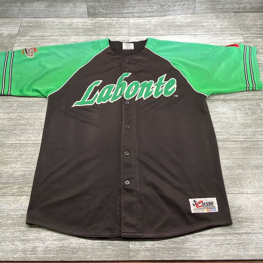 Chase Authentics Labonte Nascar 18 Baseball Jersey Button Short Sleeve Shirt
